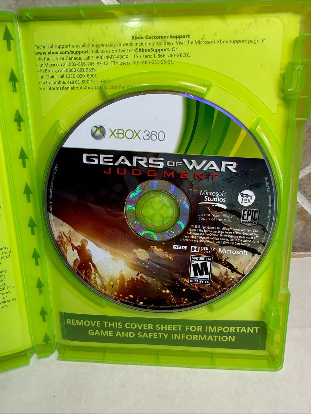 Microsoft Gears of War Judgment Xbox 360 2013 Video Game Disc & Case